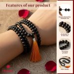 Divinely 100% Natural Unpolished Karungali Malai Original 6mm | Certified Karungali Mala Original Elastic Thread | Black Ebony Wood Necklace for Spiritual Growth & Meditation (Copy) - Image 2